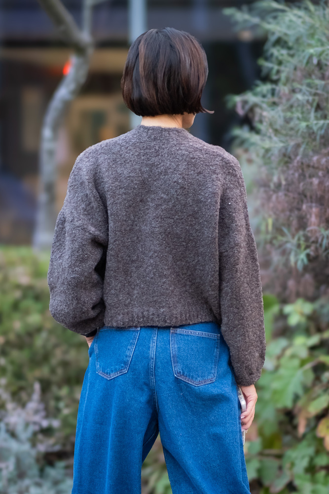 Bonheurs Fashion warm sweater mohair graphite back